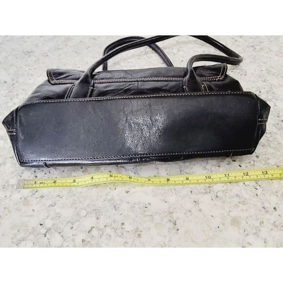 Giani Bernini Black Leather Bag Purse White Stitching‎ Silver Hardware Vintage - Picture 16 of 16